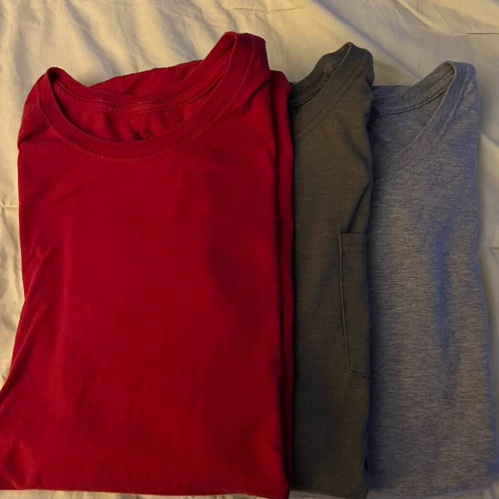 Fruit of the Loom Men's Short Sleeve T-Shirt Trio - Red, Green, Gray